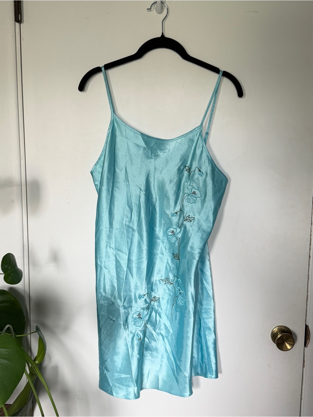 Jones New York Aqua Satin Slip Dress